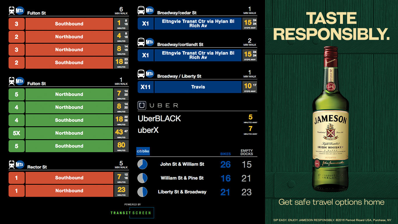 TransitScreen Dynamic Data with Jameson promotion