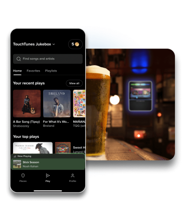 TouchTunes mobile app in a bar